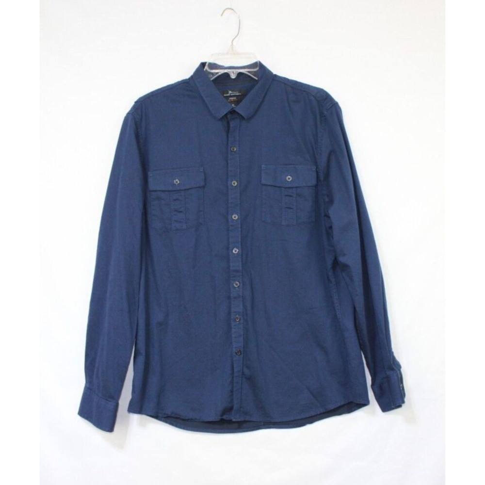 Marc Anthony Shirt Mens XL Blue Geo Slim Fit Long Sleeve Button Up Office